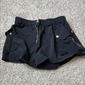 Forever 21 Black Cargo Shorts with Elastic Waistband